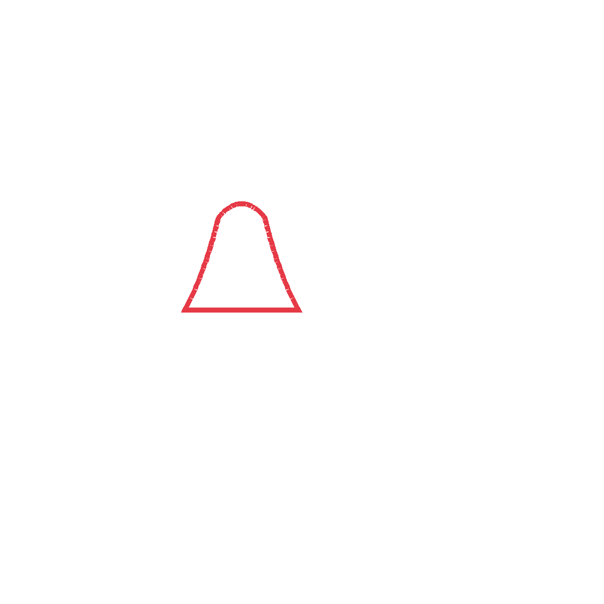 Draw the first bell - a wide shape with a rounded top.